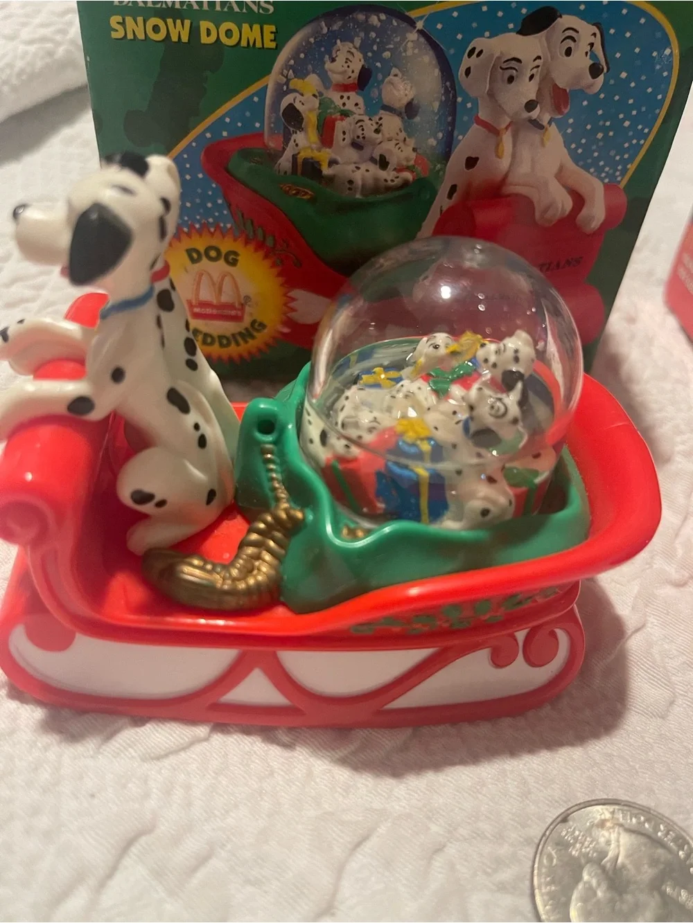 Disney 101 Dalmatians Red Yellow Green Snow Dome Set